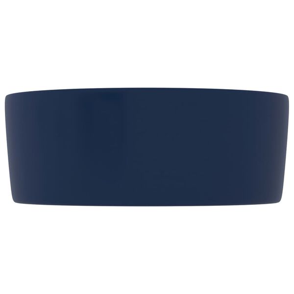 vidaXL ラグジュアリー 洗面器 丸型 マットダークブルー 40x15cm セラミック製