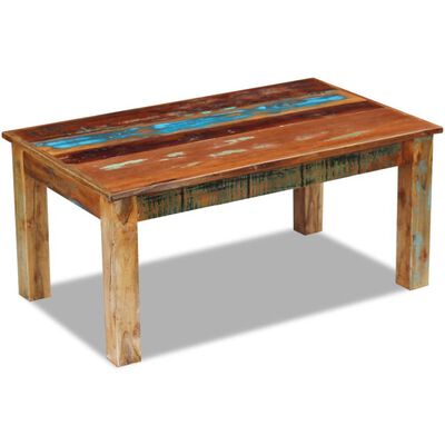vidaXL コーヒーテーブル 無垢の再生木材 100x60x45cm