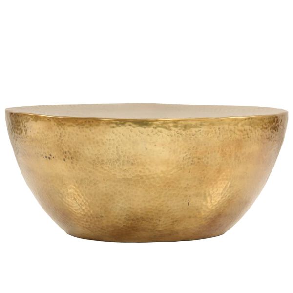 vidaXL コーヒーテーブル 槌目仕上げのアルミ 70x30cm 真ちゅう色