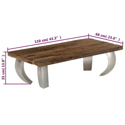vidaXL オピウムコーヒーテーブル 再生木材＆スチール 110x60x35cm