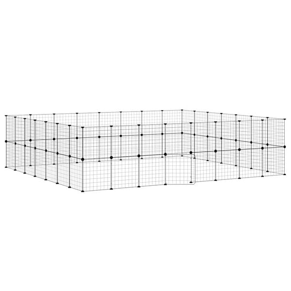 vidaXL 60パネルペットケージ ドア付 ブラック 35x35cm スチール