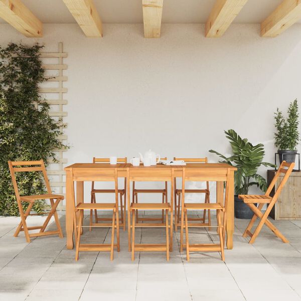 vidaXL 折りたたみビストロチェア 8点 アカシア無垢材