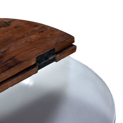 vidaXL コーヒーテーブル 無垢の再生木材 ホワイト ボウル型