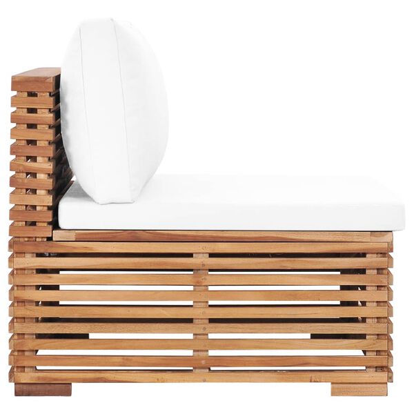 vidaXL ガーデンミドルソファ クリームクッション付き チーク無垢材