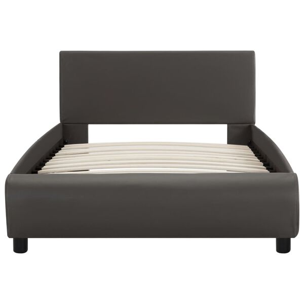 vidaXL ベッドフレーム LEDライト付き グレー 合成皮革製 90x200cm