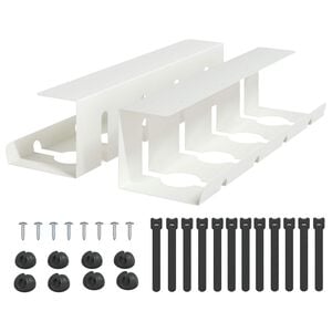 vidaXL デスク下ケーブル管理トレイ 2 点 ホワイト 43 x 12 x 10 cm スチール スクリューマウント