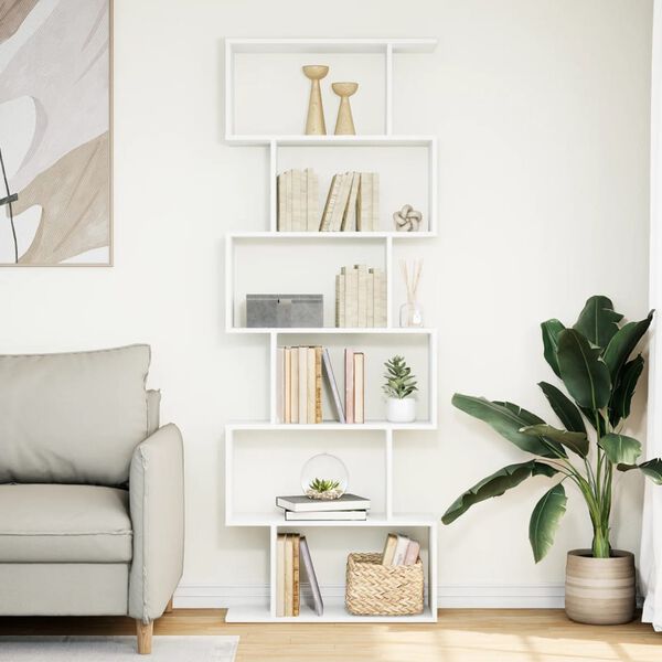 vidaXL ルームディバイダーブックケース 6段 ホワイト 70x24x193cm エンジニアードウッド