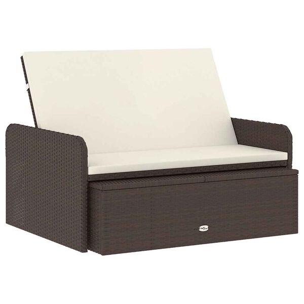 vidaXL ガーデンラウンジ2点セット クッション付き ポリラタン製 ブラウン