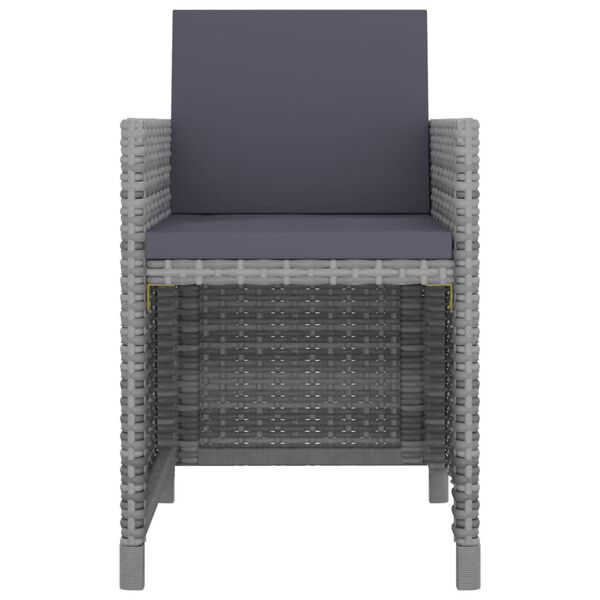 vidaXL 屋外ダイニング11点セット クッション付き ポリラタン製 グレー