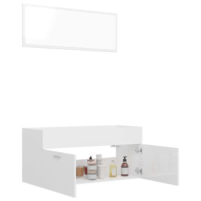 vidaXL バスルーム家具2点セット ハイグロスホワイト パーティクルボード