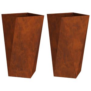 vidaXL プランター 2 個 錆 40 x 40 x 75 cm 耐候性スチール
