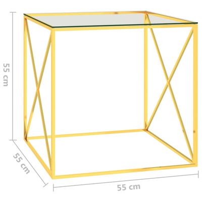 vidaXL コーヒーテーブル ゴールド 55x55x55cm ステンレススチール＆ガラス製