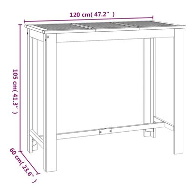 vidaXL ガーデンバーテーブル 120x60x105 cm アカシア無垢材