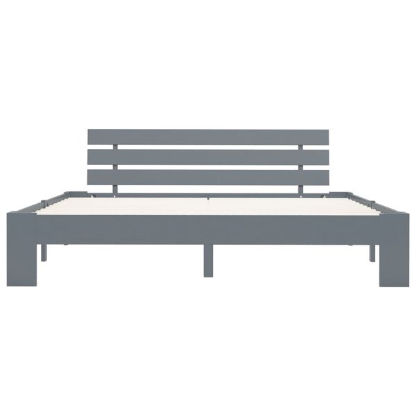 vidaXL ベッドフレーム グレー パイン無垢材 160x200cm