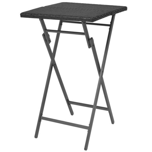 vidaXL 折りたたみ式屋外ダイニング5点セット スチール＆ポリラタン製 ブラック