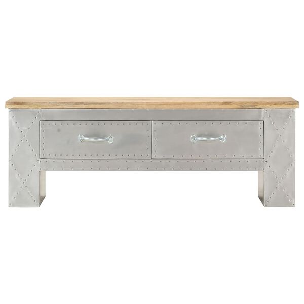 vidaXL アビエーターデザイン コーヒーテーブル 100x50x36cm マンゴー無垢材