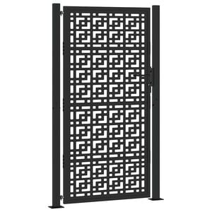 vidaXL ガーデンゲート ブラック 100x175cm スチール製 クロスデザイン