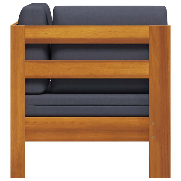 vidaXL コーナーソファ ダークグレークッション付き アカシア無垢材