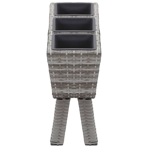 vidaXL ガーデントールプランター ポット3点 72x25x50cm ポリラタン製 グレー