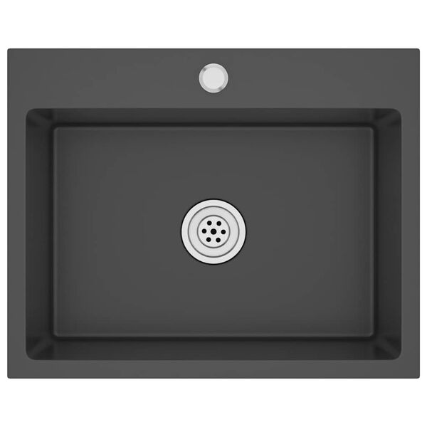 vidaXL 手作り キッチンシンク ステンレススチール製 ブラック