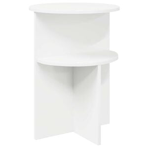 vidaXL サイドテーブル ストレージ付き ホワイト &Oslash; 39.5 x 55 cm エンジニアードウッド