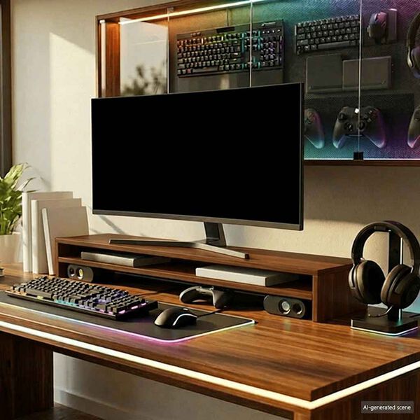 vidaXL モニタースタンド ブラウンオーク 100x24x13 cm エンジニアリングウッド