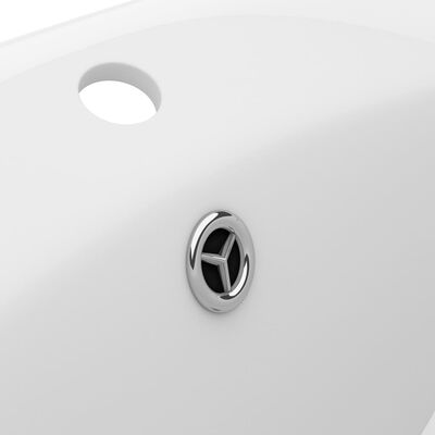 vidaXL ラグジュアリー 洗面器 楕円型 オーバーフロー付き マットホワイト 58.5x39cm セラミック製