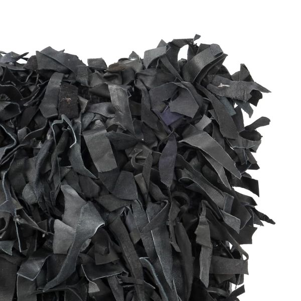 vidaXL シャギークッション 2点 ブラック 45x45cm レザー＆コットン