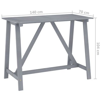 vidaXL ガーデンバーテーブル 140x70x104cm アカシア無垢材 グレー