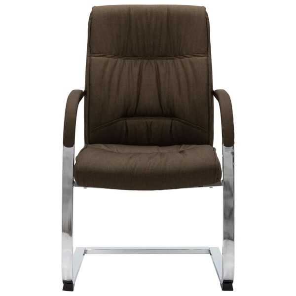 vidaXL カンチレバーオフィスチェア ブラウン 布製