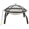 vidaXL ファイアーピット＆BBQ 1台2役 火かき棒付 56x56x49 cm ステンレススチール製