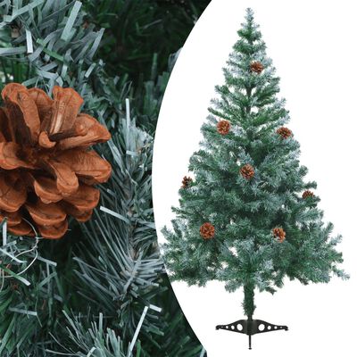 vidaXL フェイククリスマスツリー 雪化粧＆松ぼっくり付き 150cm