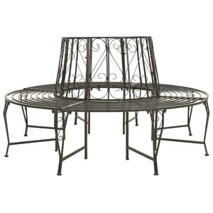 vidaXL 樹木ベンチ 4-乗車人数 160 x 80 x 89 cm スチール シルバーグレー 半円形