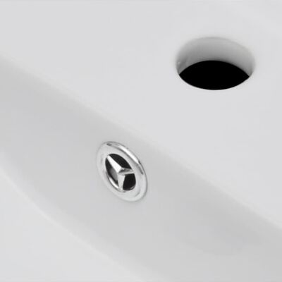 vidaXL バスルーム用 洗面ボウル 蛇口穴/オーバーフロー付き 陶器製 長方形 ホワイト