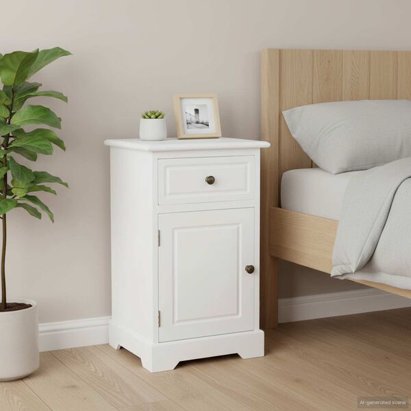 vidaXL ベッドサイドキャビネット MDF＆パインウッド 35x32x59cm