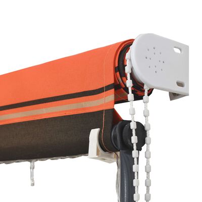 vidaXL 引き込み式オーニング LEDライト付き 200x150cm オレンジ＆ブラウン