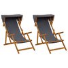 vidaXL デッキチェア 2 pcs 3 ポジション ソリッドユーカリウッド グレー