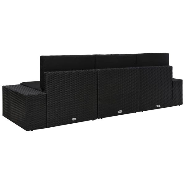 vidaXL セクショナルソファ 3人掛け ポリラタン製 ブラック