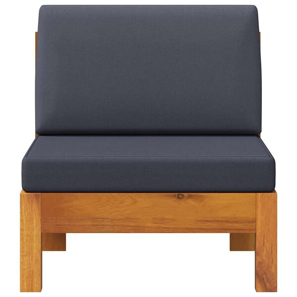 vidaXL ミドルソファ ダークグレークッション付き アカシア無垢材