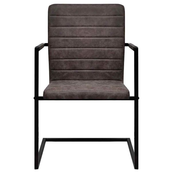 vidaXL カンチレバーダイニングチェア 2点セット ダークブラウン 合成皮革張り