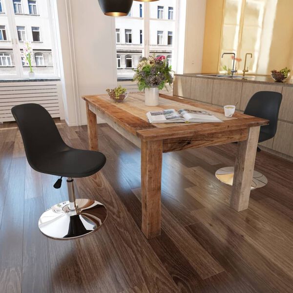 vidaXL 回転ダイニングチェア 2点 合成皮革製 ブラック