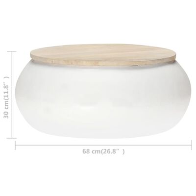 vidaXL コーヒーテーブル 68x68x30cm 無垢のマンゴーウッド ホワイト