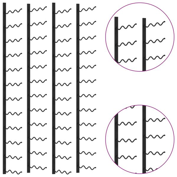 vidaXL 壁掛けワインラック 72本 2点 ブラック 鉄製