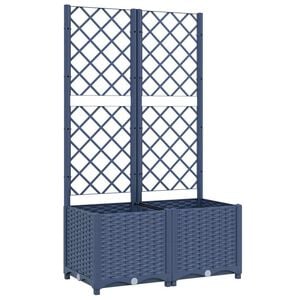 vidaXL ガーデンプランター トレリス付き ブルーグレー 80x40x136 cm PP