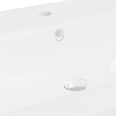 vidaXL ビルトイン洗面器（蛇口付） 81 x 39 x 18 cm セラミック製 ホワイト