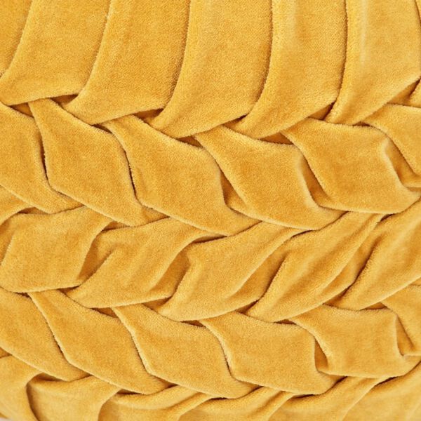 vidaXL 厚手クッション 40x30cm スモッキング加工 コットンベルベット製 イエロー
