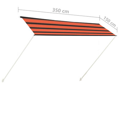 vidaXL 引き込み式オーニング 350x150cm オレンジ＆ブラウン