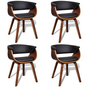 vidaXL ダイニングチェア 4点セット 曲げ木＆合成皮革製