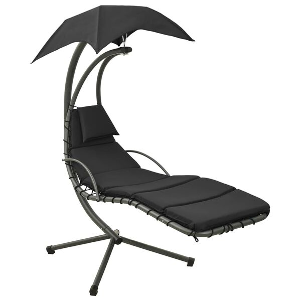 vidaXL ガーデンスイングチェア ブラック＆グレー 190x90x200 cm 布製