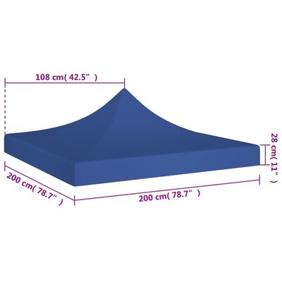 vidaXL パーティーテント専用ルーフ 2x2m ブルー 270g/m²